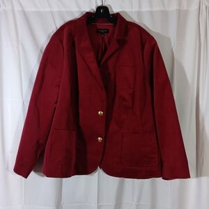 Talbots Womens 24W Burgundy Corduroy Blazer Jacket Academia Preppy